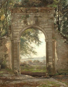 The Old Gate, Albano, Italy by Edward L. Custer (1837-1881, Swiss-American)