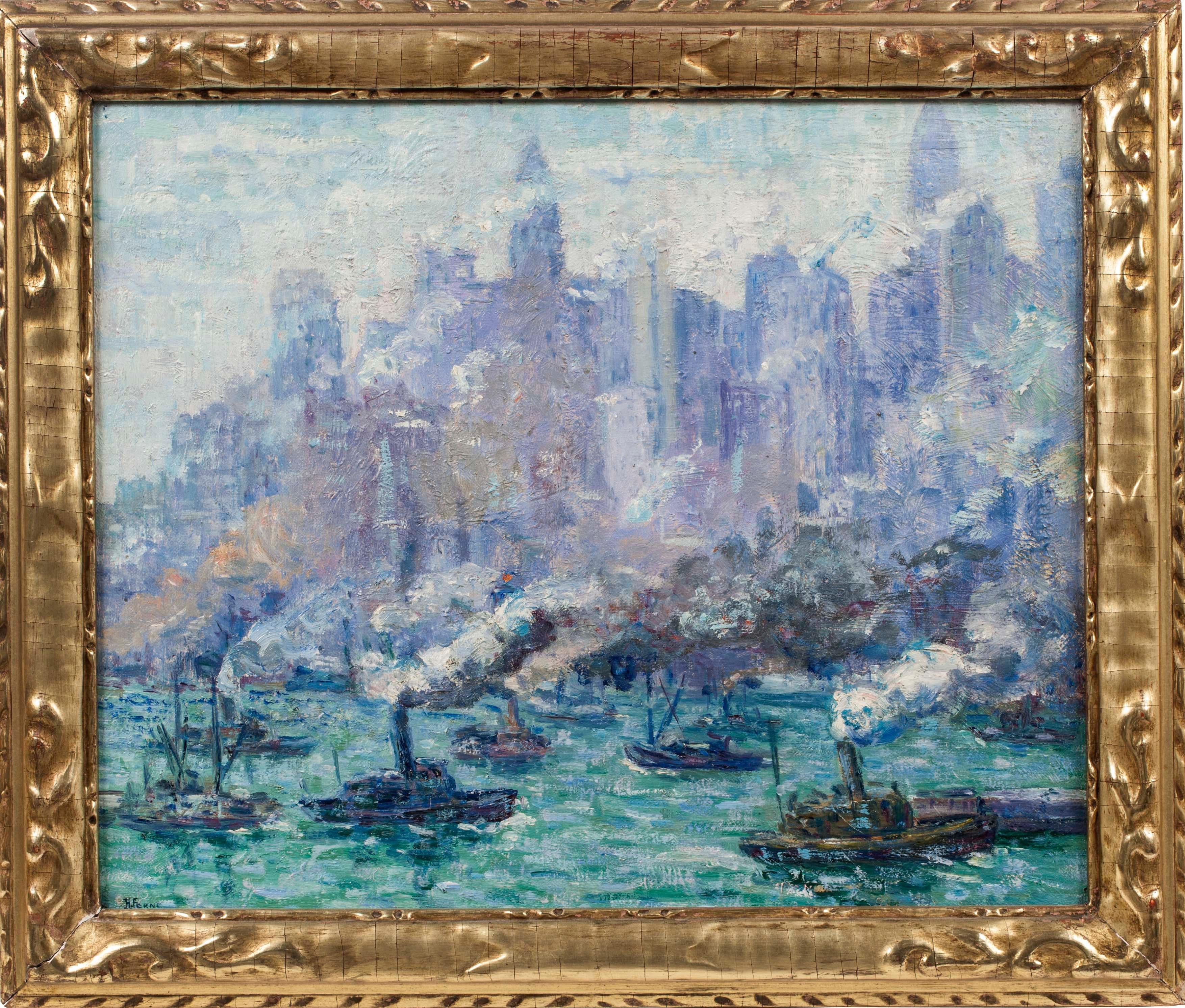 Activity: Lower Manhattan, New York City by Hortense Tanenbaum Ferne (1889-1976) For Sale 1