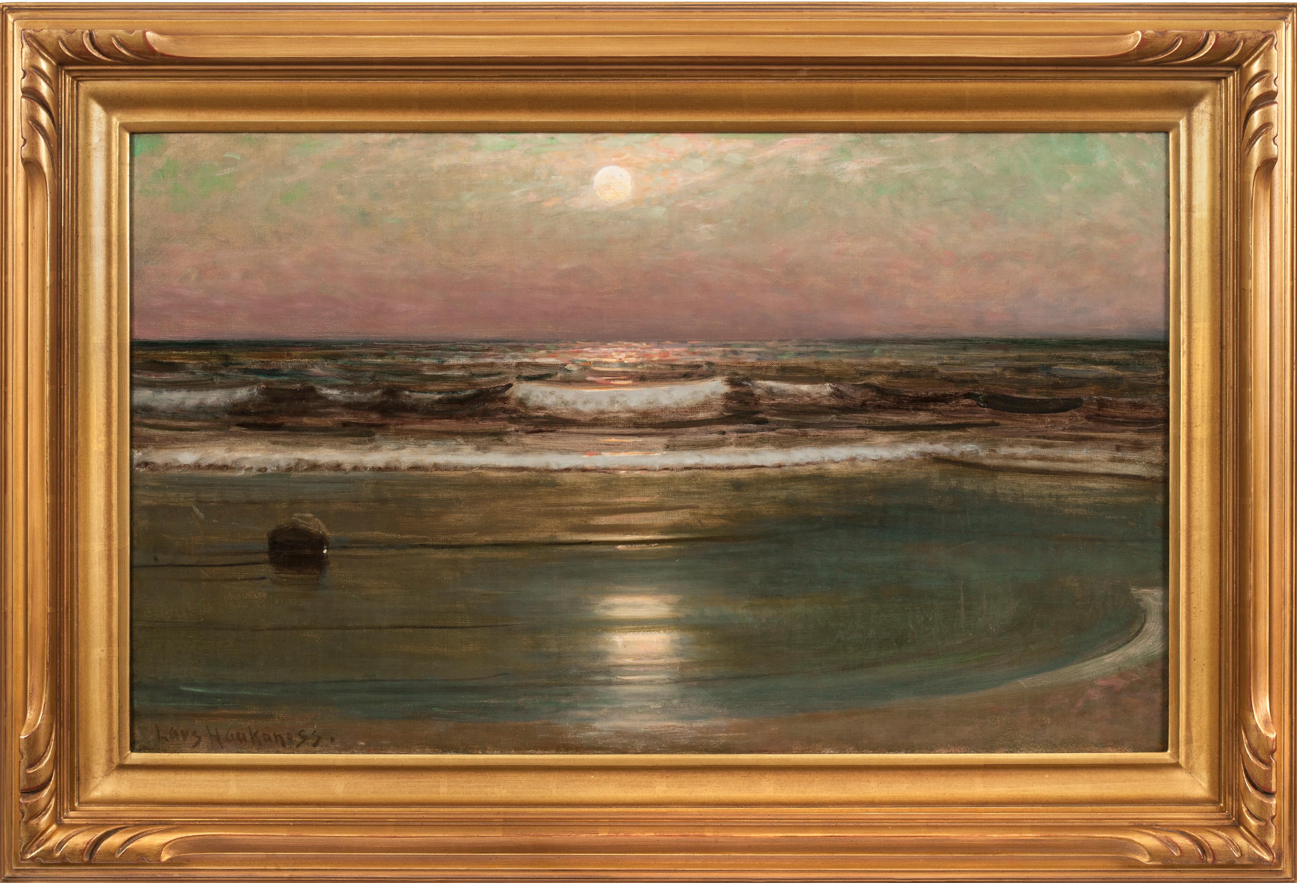 Seascape, a Tonalist painting by Lars Jonson Haukaness (1862-1929, American) - Painting by Lars Jonson Haukaness (1862-1929)
