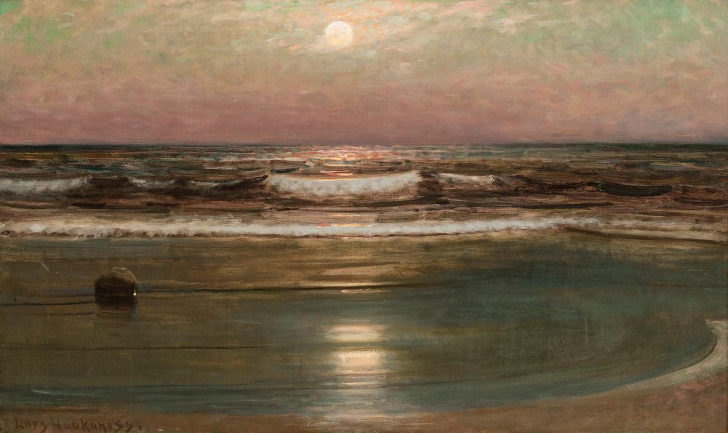 Lars Jonson Haukaness (1862-1929) Landscape Painting - Seascape, a Tonalist painting by Lars Jonson Haukaness (1862-1929, American)