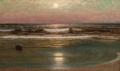 Seascape, a Tonalist painting by Lars Jonson Haukaness (1862-1929, American)