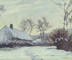 Picardy, a Tonalist snow scene by Chester C. Hayes (1867-1947, American)