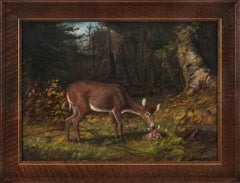 Deer in a Woodland Landscape, 1890 by George Glenn Newell (1870-1947, American)
