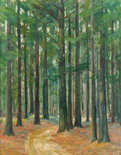 Woodland Gleam, a tonalist landscape by Carl Gustaf Theodore Olson (1875-1952)