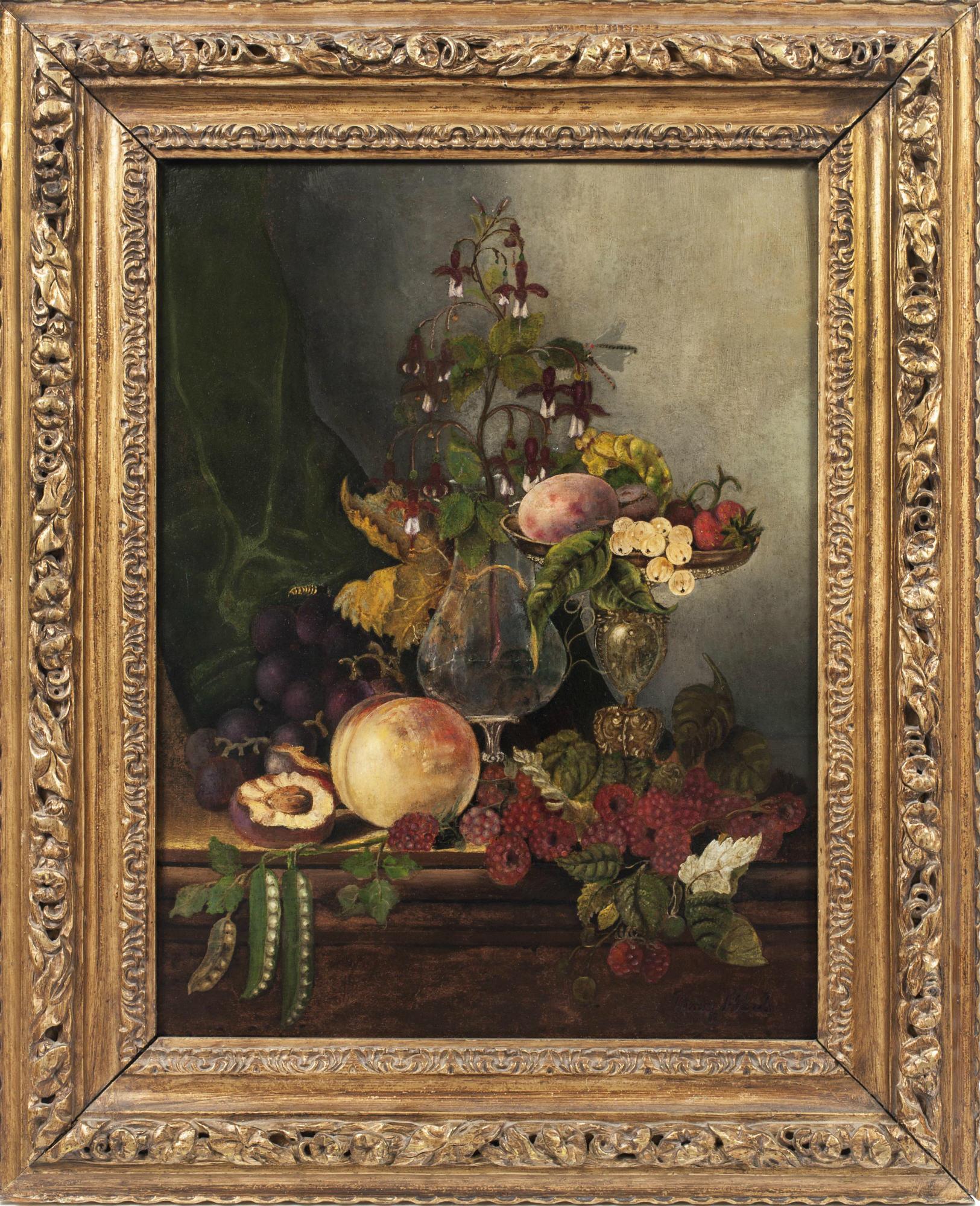 Still-Life with Fruit and Flowers by Historic Woman Artist Mary Jane Peale (1827-1902, American)

Mary Jane Peal (1827-1902)
Still-Life with Fruit and Flowers
Oil on board
20 x 15 inches
Signed lower right

Mary Jane Peale was the daughter of Rubens