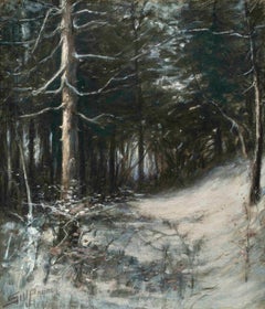 Winter Forest, an Impressionist scene by Sidney Probert (1865-1919, American)