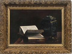 Still-life with Pipe, Books and Jar by Olga Sorensen (1877-1963, American)
