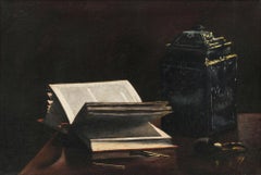 Vintage Still-life with Pipe, Books and Jar by Olga Sorensen (1877-1963, American)