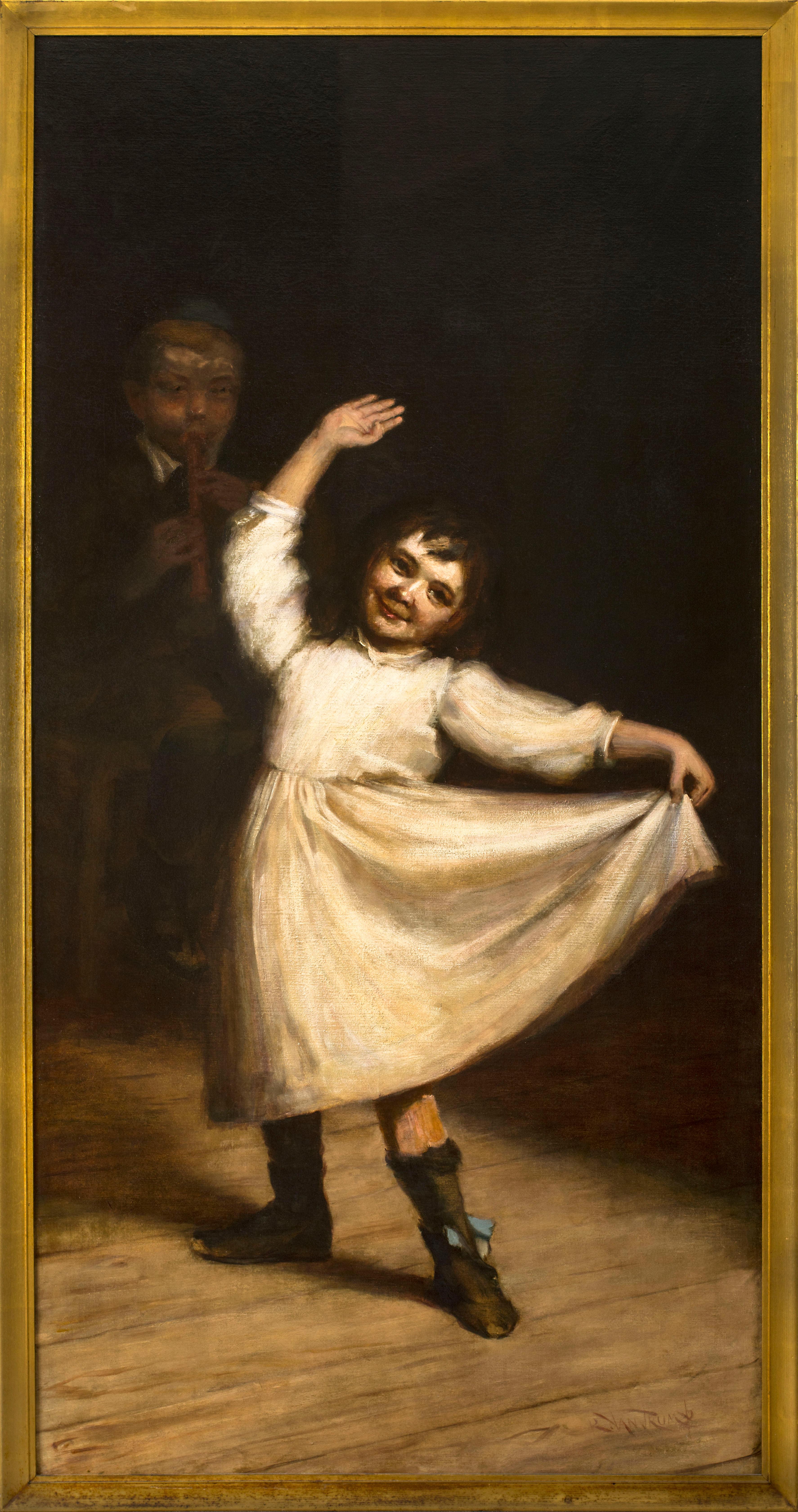 Child Dancing, a figurative work by Rebecca (Newbold) Van Trump (1859-1935) - Painting by Rebecca Van Trump