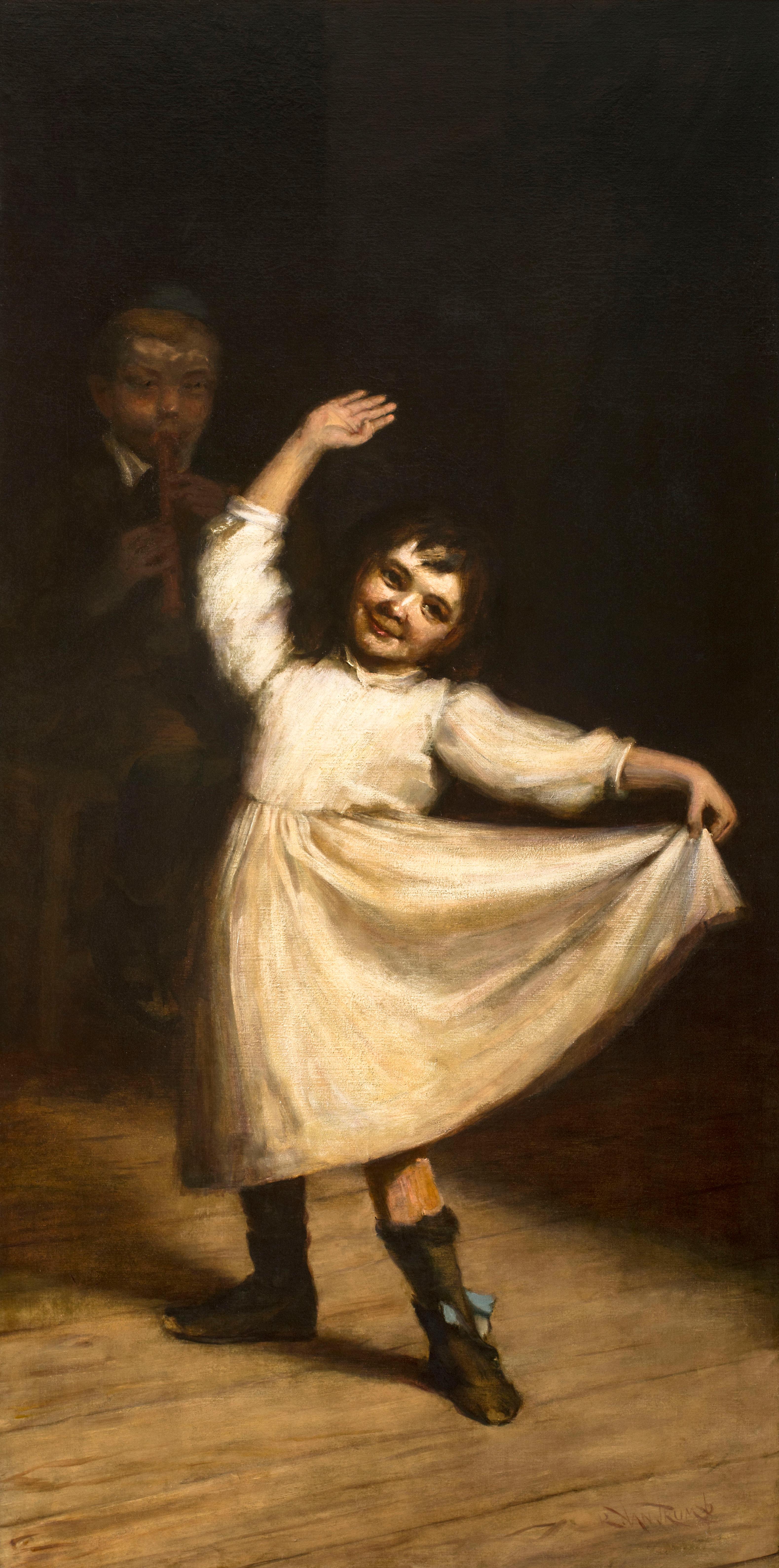 Rebecca Van Trump Landscape Painting - Child Dancing, a figurative work by Rebecca (Newbold) Van Trump (1859-1935)