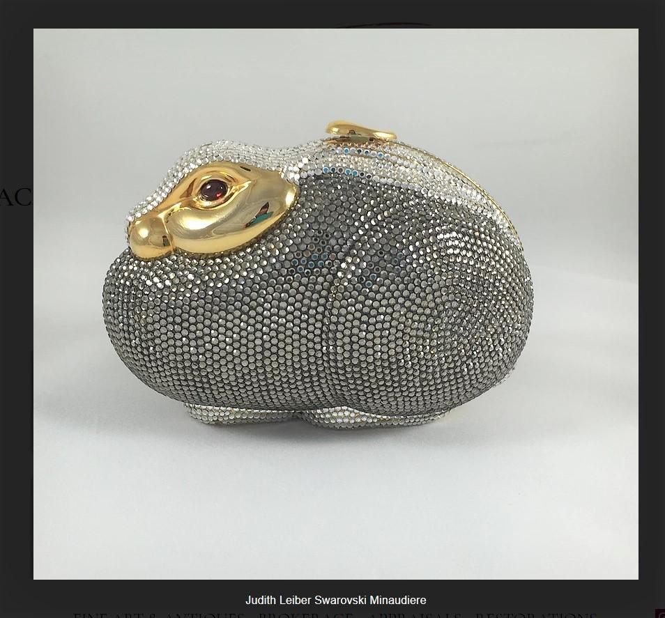 Judith Leiber - Silver and Gray Swarovski Crystal Bunny Rabbit ...