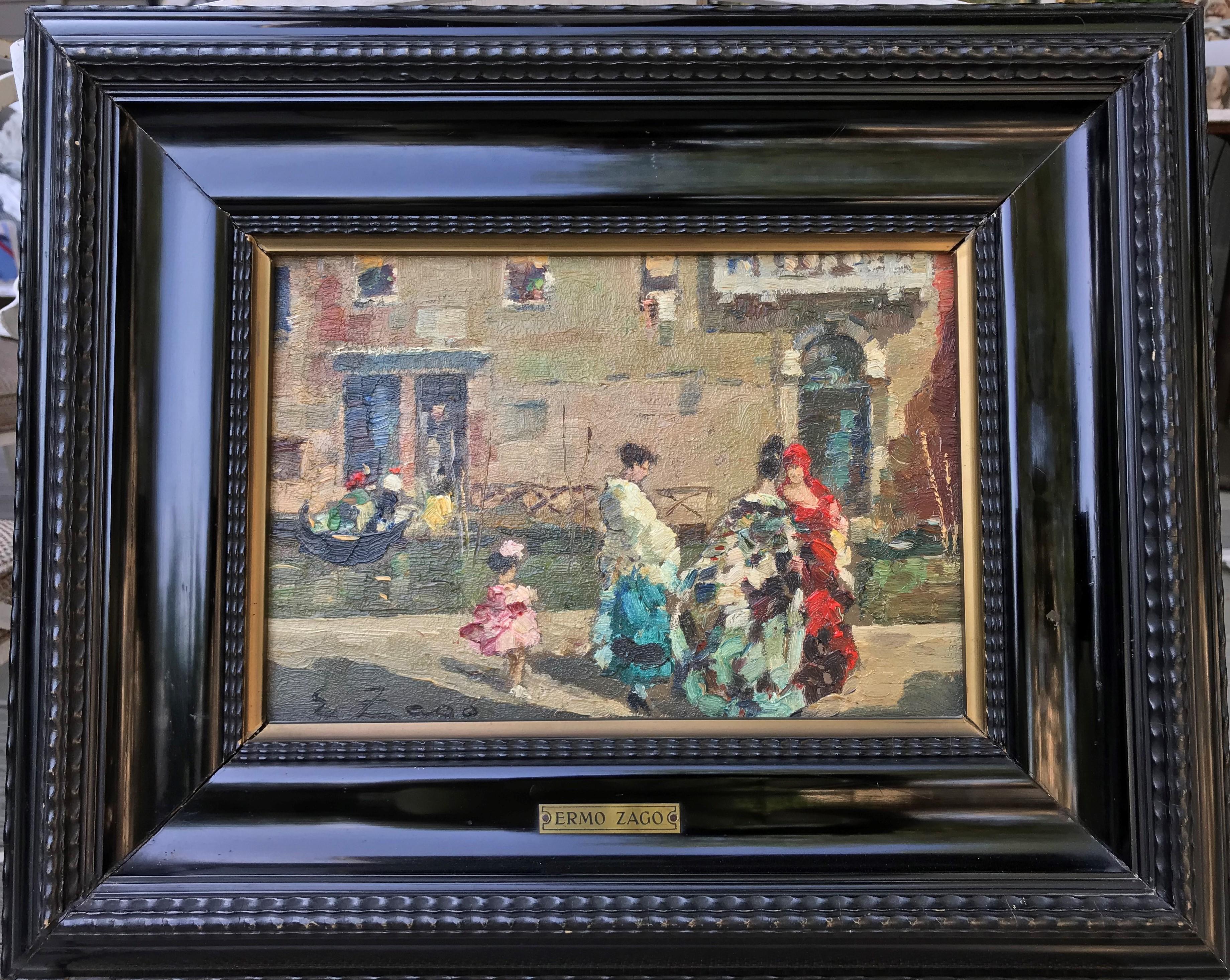 Untitled Venetian Scene - Painting by Erma Zago