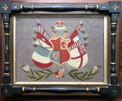 Antique 19th Century Royal Standard Coat of Arms Woolie 