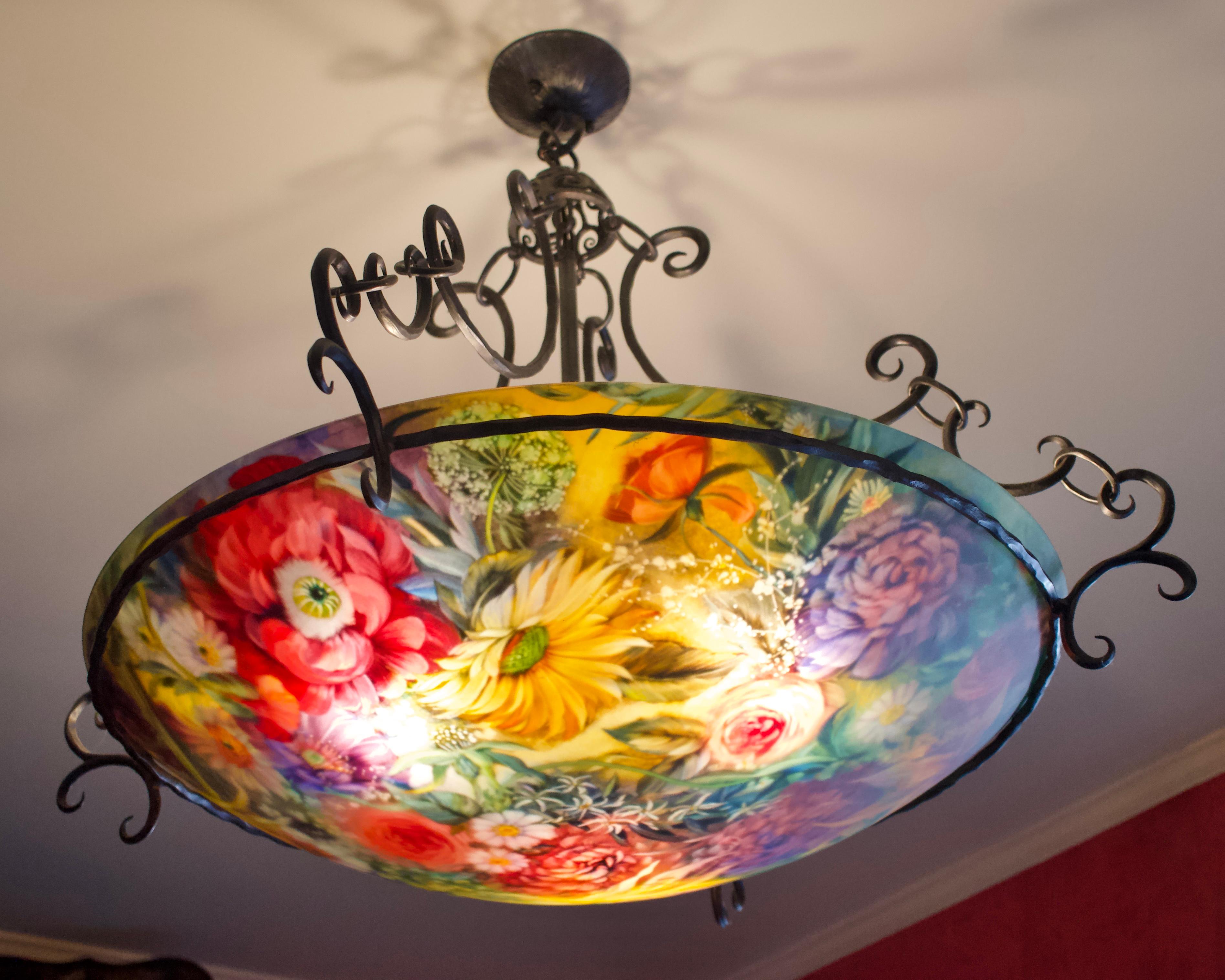 Original Floral 30" Chandelier - Art by Ulla Darni