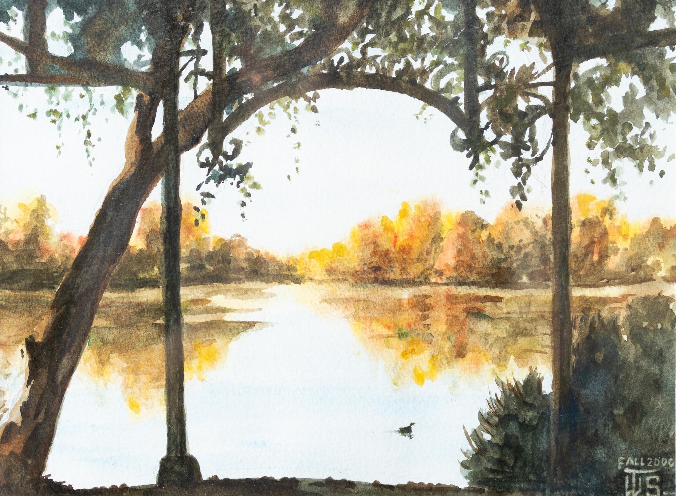 Tom Shefelman Landscape Art - Lakeview with an Archway