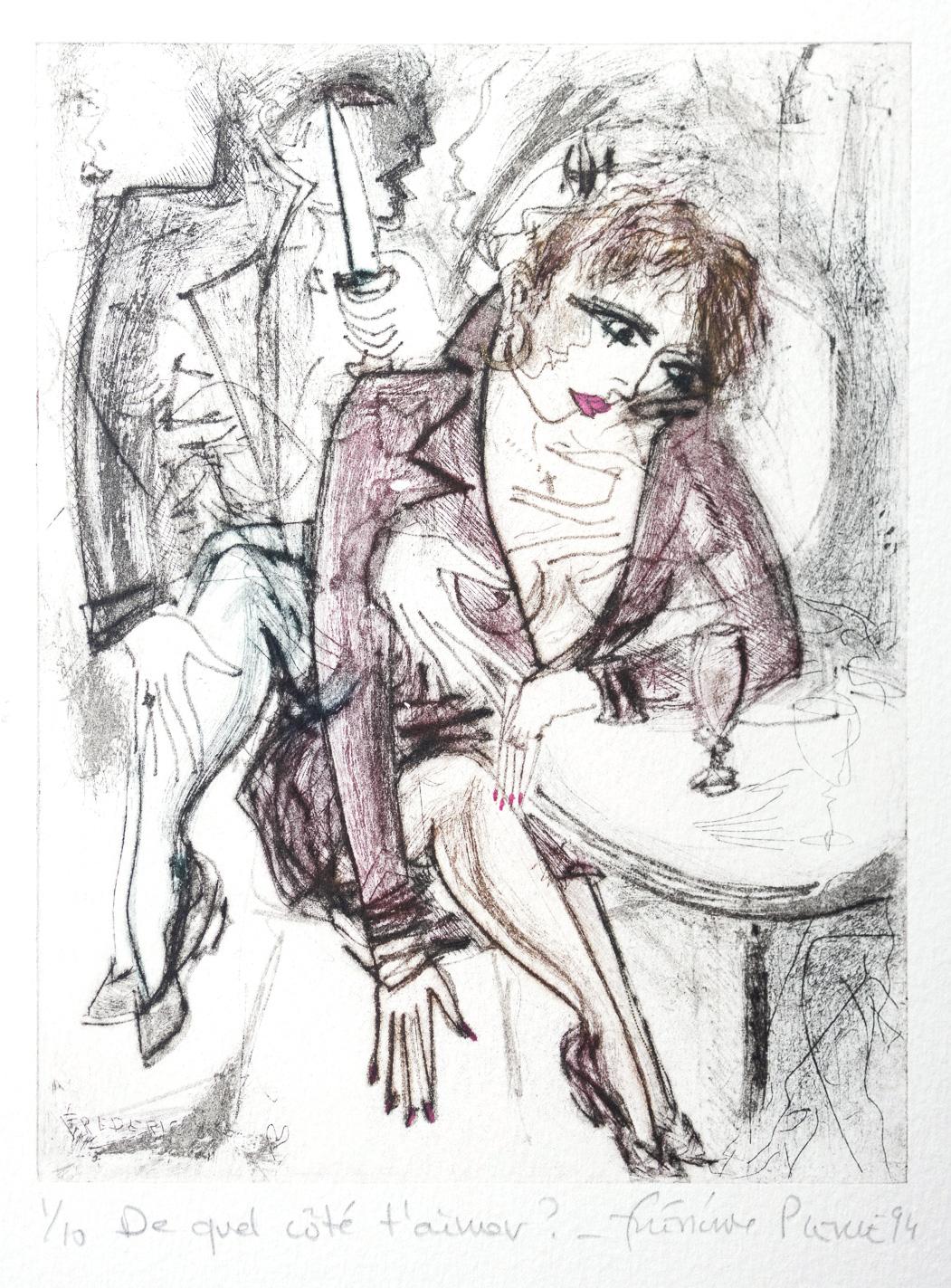 Frédéric Pierre Figurative Art - "Which side do you like?" - Frederic Pierre Figurative Lithograph