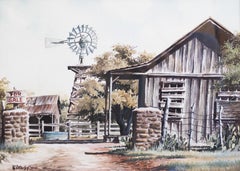 Bauernhof mit Windmühle und Scheune