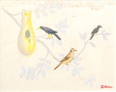 Vintage "Three Perched Birds"