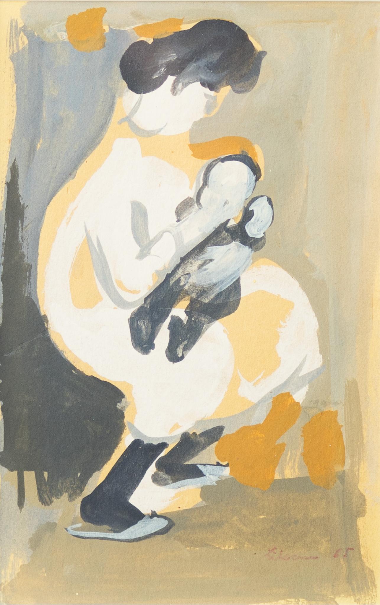 Mutter und Baby Aquarell