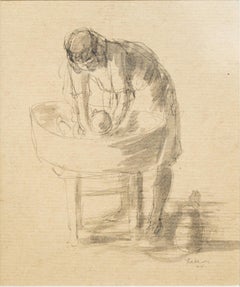 Mother and Child in Cradle Sketch