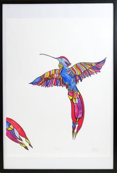 Colibrì "Tomas" - Disegno a inchiostro colorato di un uccello della foresta pluviale ecuadoriana