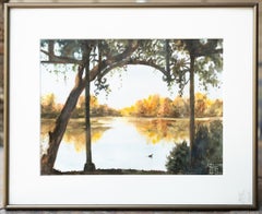 Vue sur le lac avec une arche