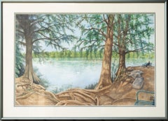"Roots and Beyond" Shoreside Scene in Austin, Texas with Swan Trees Water Park
