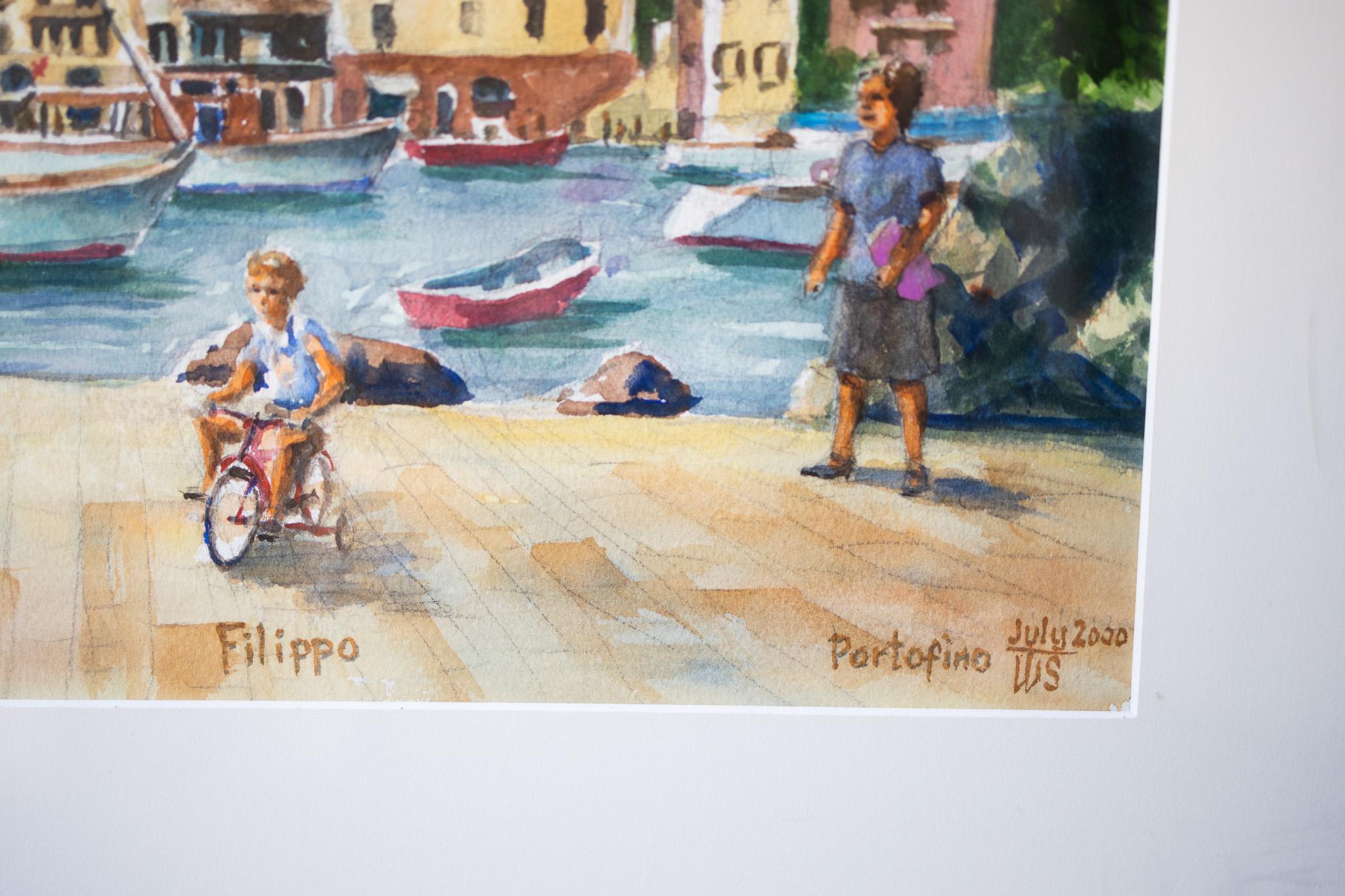 Filippo a Portofino - Landscape Art Grigio di Tom Shefelman