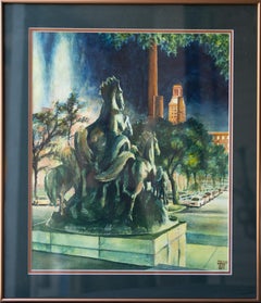 "Mustangs Arise" Scene with Tower at University of Texas at Austin
