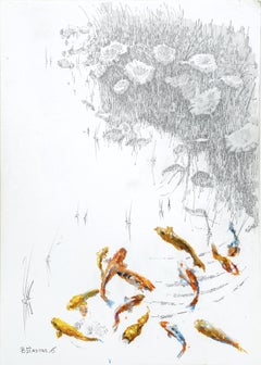 Koi-Teich in Pastell