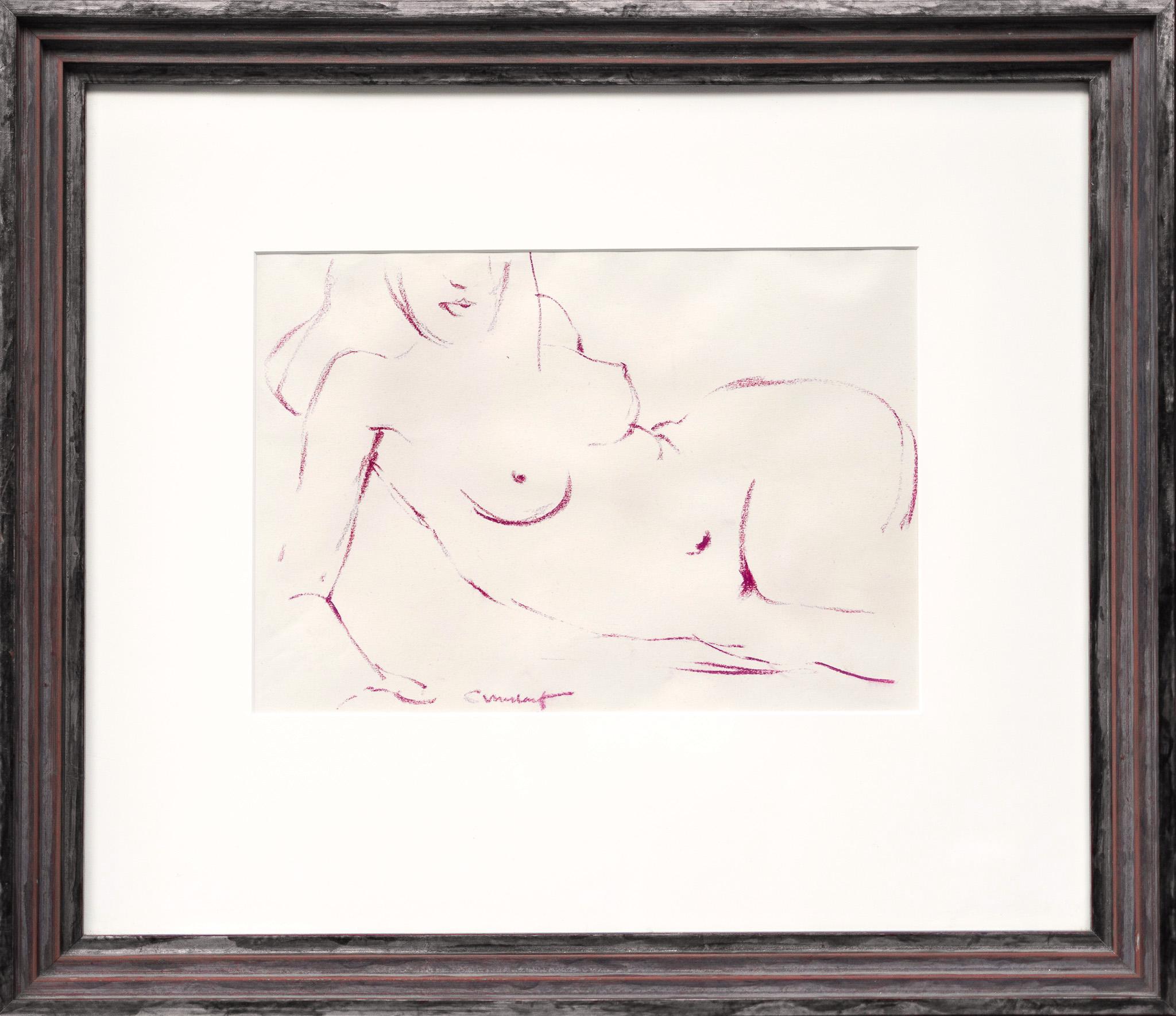 This drawing by Charles Umlauf depicts a woman's body in the nude. The piece is executed in conté crayon on paper and measures 9