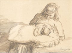 Vintage Nursing Mother Sketch