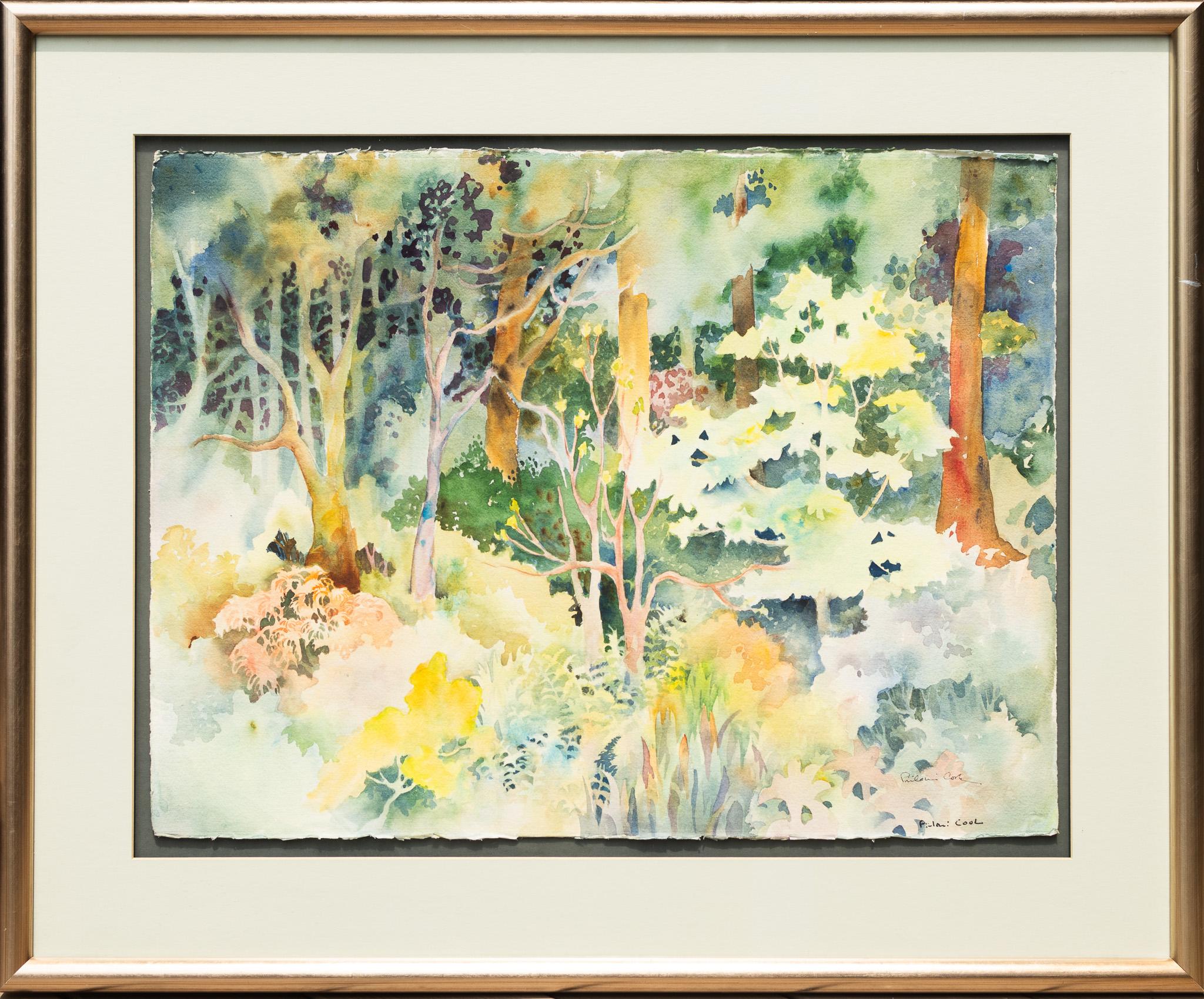 Hawaiian Forest Scene Watercolor on Paper Piilani Cook 1
