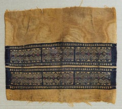 3rd to 5th Century Coptic Egyptian Textile fragment beige dark blue Brocade