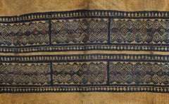 3rd to 5th Century Coptic Egyptian Textile fragment beige dark blue Brocade