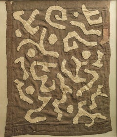 "Kuba Cloth 1" Geometric Fiber Art, Handmade, from Democratic Republic of Congo