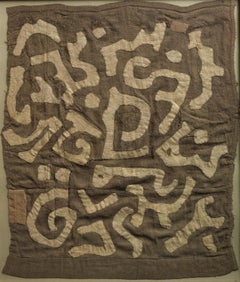 "Kuba Cloth 2" Geometric Fiber Art, Handmade, form Democratic Republic of Congo