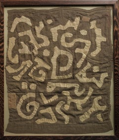 "Kuba Cloth 2" Geometric Fiber Art, Handmade, form Democratic Republic of Congo