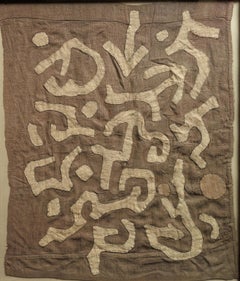 "Kuba Cloth 5" Geometric Fiber Art, Handmade, from Democratic Republic of Congo