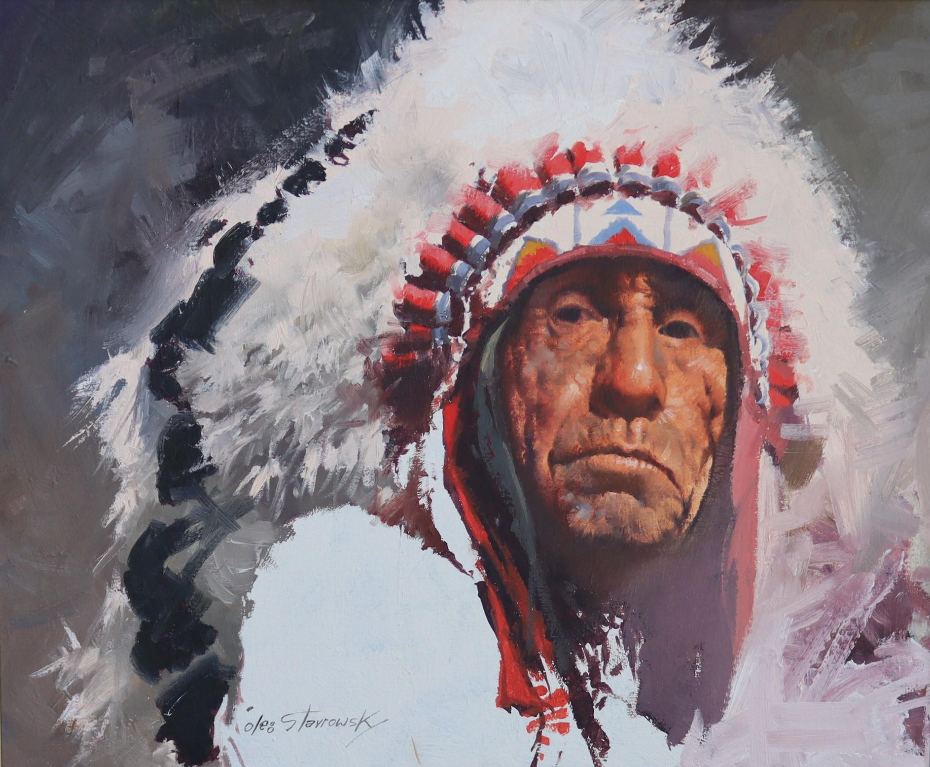 Oleg Stavrowsky Portrait Painting - Afraid of Eagle