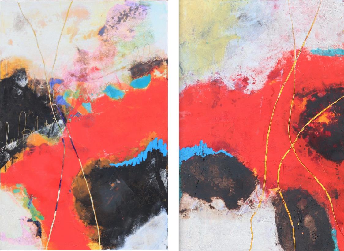 Sandi Neiman Abstract Painting - Rebirth I & II, Diptych
