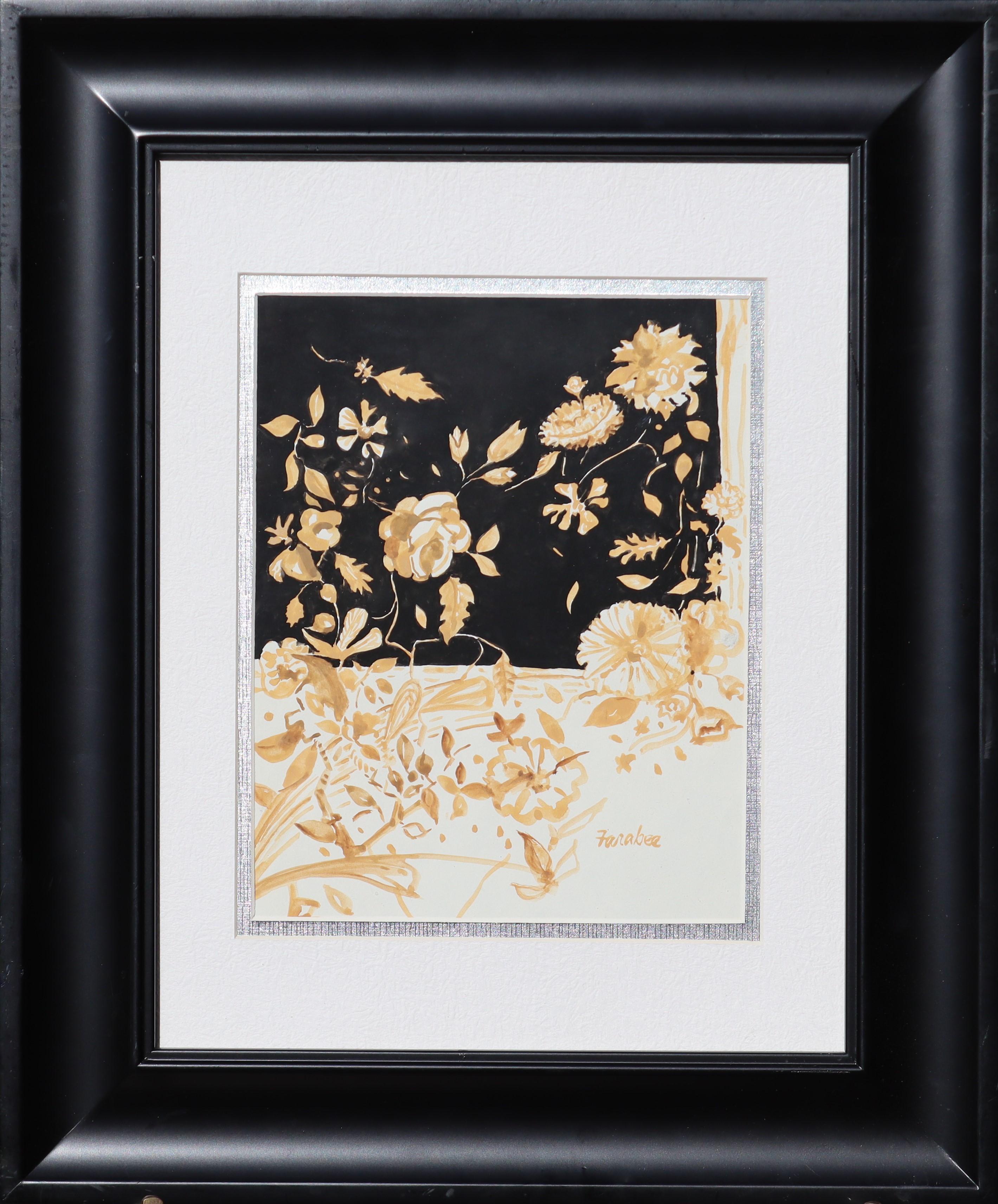 Goldene Blumen (Zeitgenössisch), Mixed Media Art, von Ralph Farabee
