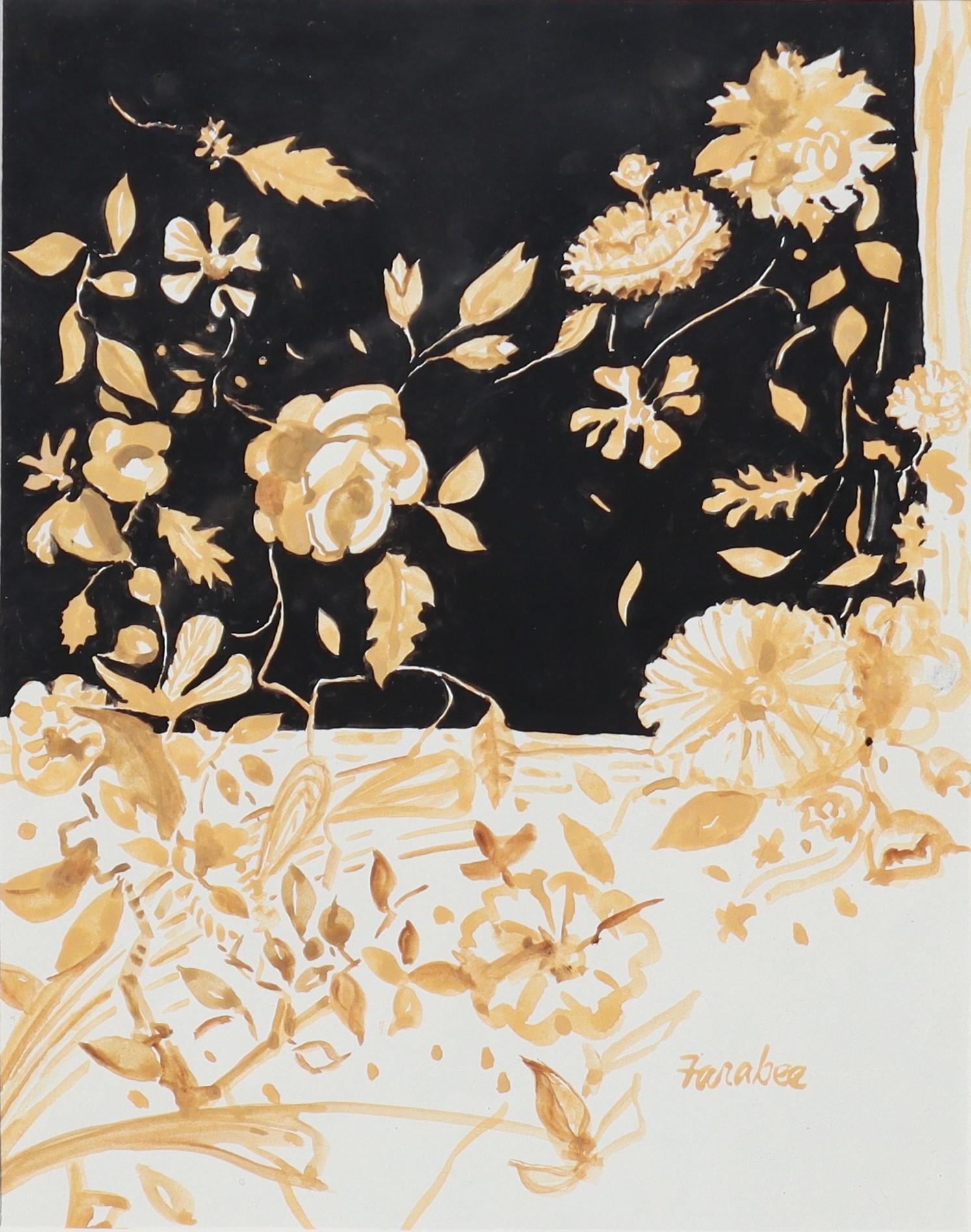 Goldene Blumen – Mixed Media Art von Ralph Farabee