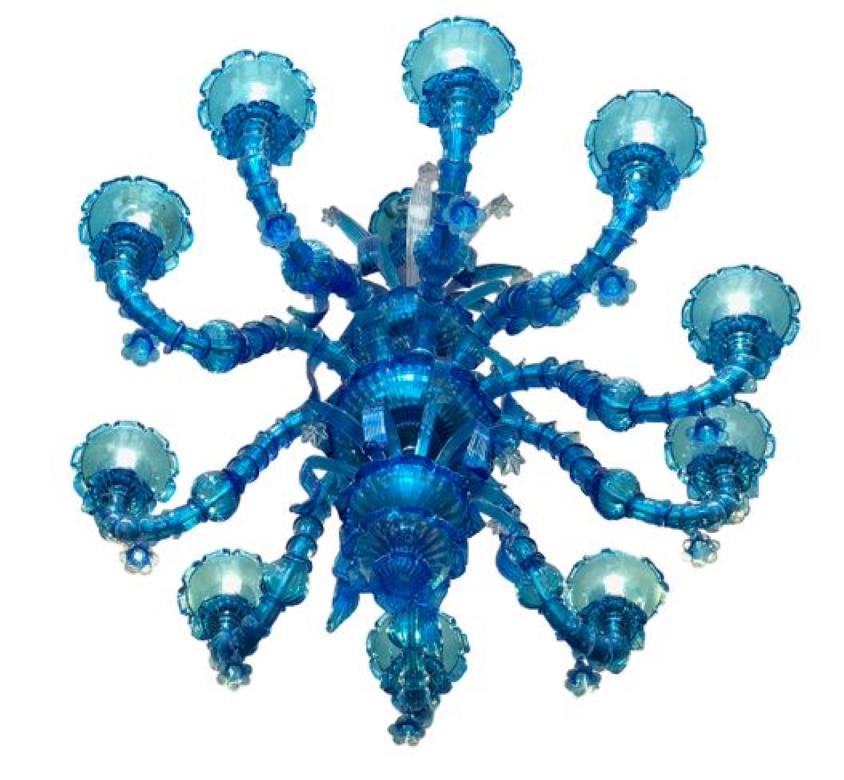 Blue Murano Glass Chandelier For Sale 2