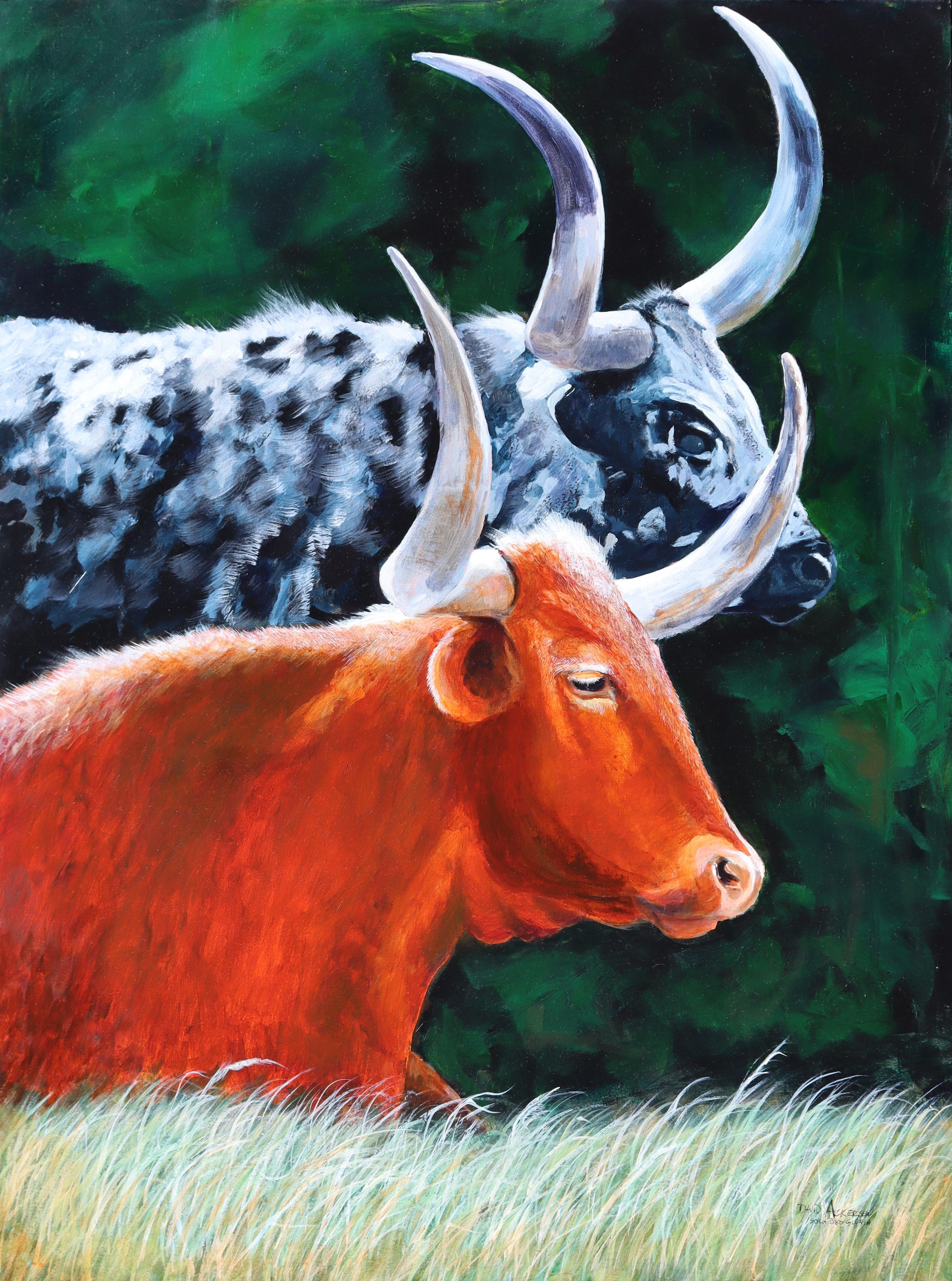 David Ackerson Animal Painting - Four Horns