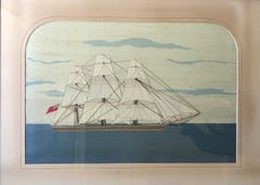 19th Century Woolie Featuring Sailboat with Saint George British Flag