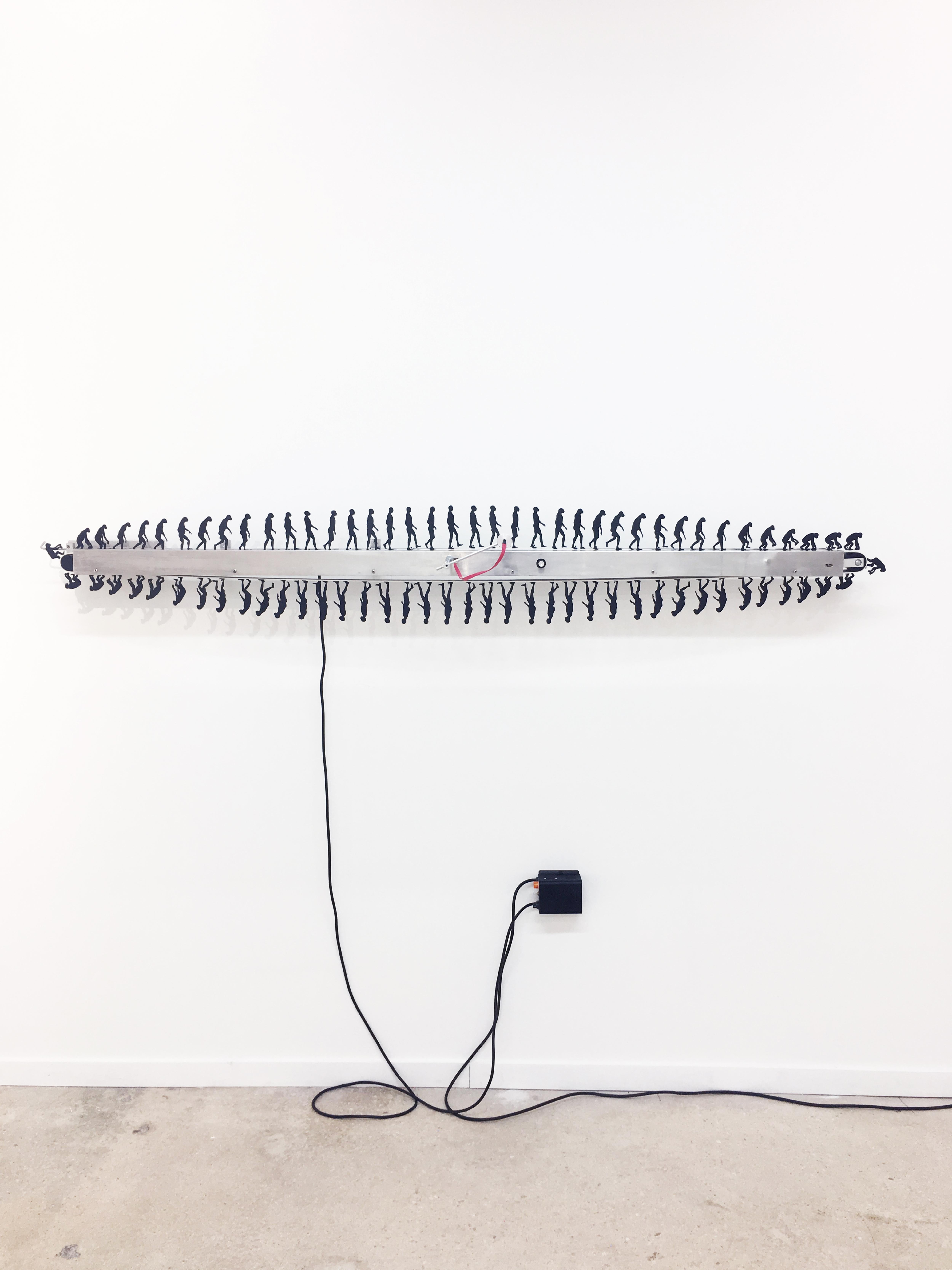 Cinetic sculpture, electromechanical device, edition of 2, by Argentinian artist collective, Doma.

Power is built through a long and dark chain of favors. Welcome to the sublimation of contradiction: a phenomenology of the disaster of human