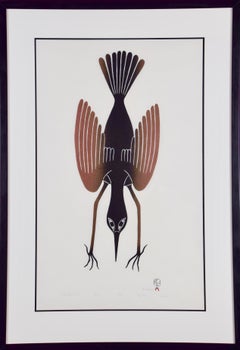 Shore Bird's Descent (Œuvre d'oiseau étincelante):: Art inuit de Kenojuak Ashevak