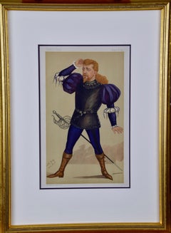 Coloreado a mano s. XIX Caricatura de Vanity Fair de un cantante de ópera, "Tenor polaco"