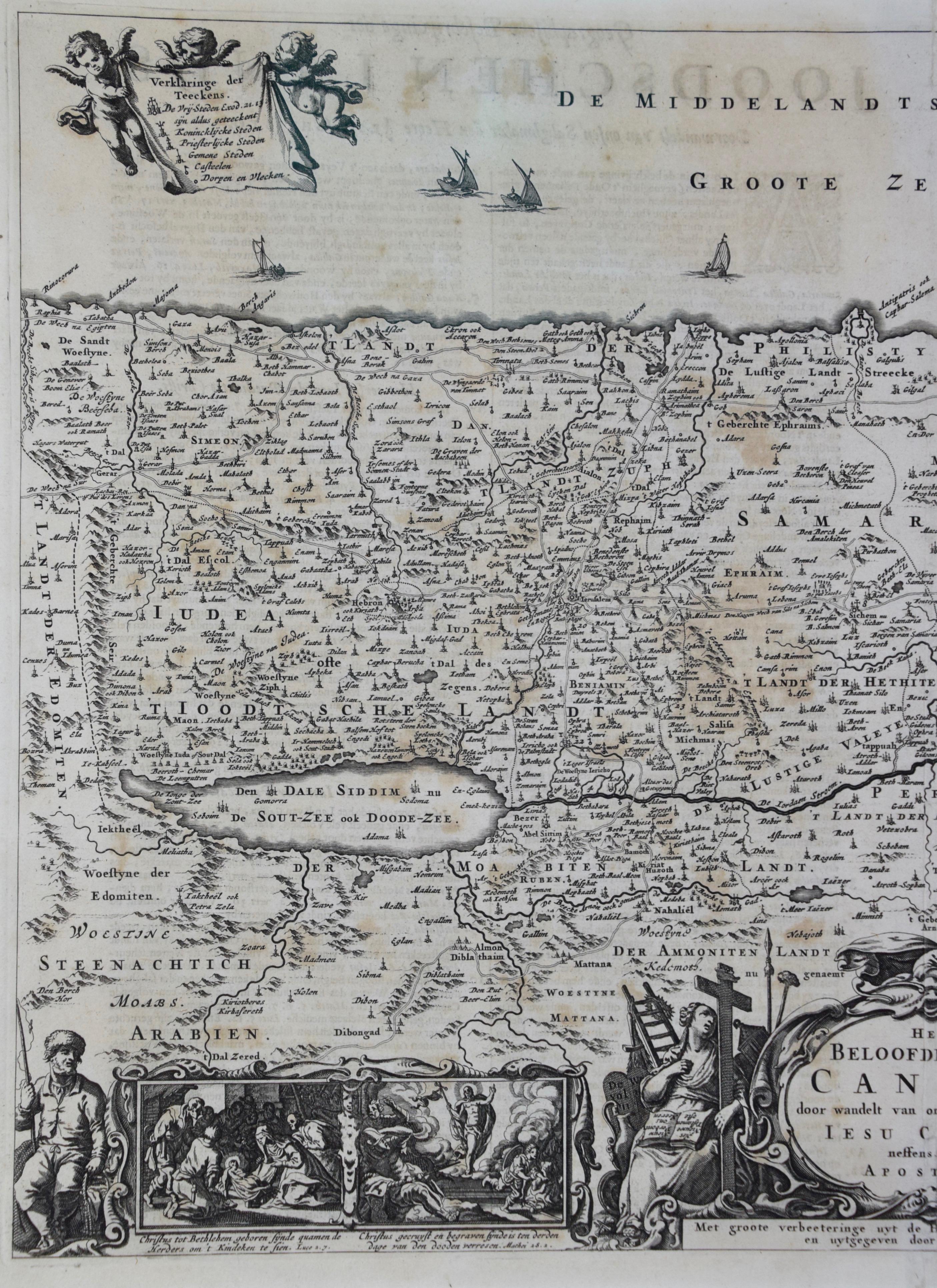 17th Century Dutch Map of the Holy Land at the Time of Jesus by Visscher For Sale 3